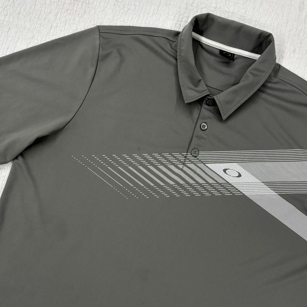 Oakley Golf Polo Shirt Mens XL Hydrolix Regular Fit Geometric Performance Gray